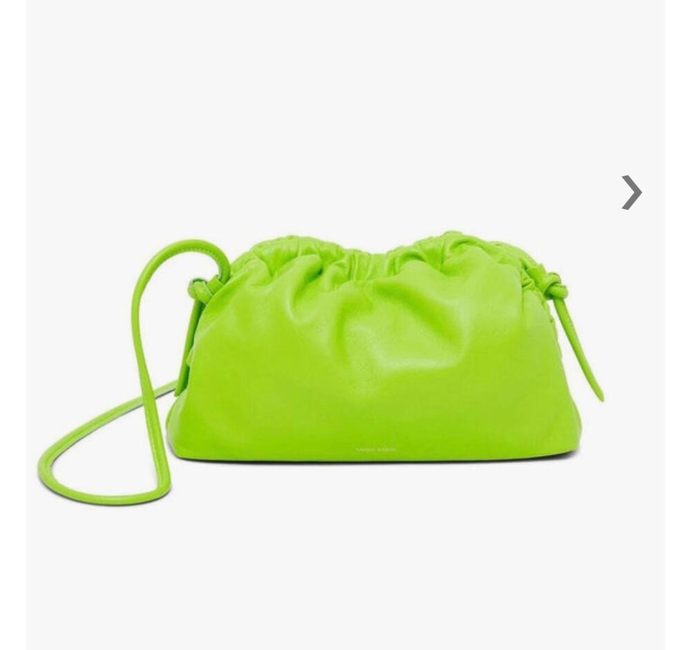 MANSUR GAVRIEL Neon Green Lambskin Leather Mini Cloud Clutch No Strap Purse Bag